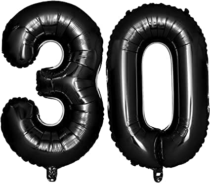 CollectiveMed. Number Foil Balloon 16 Inch  Black Colour (BLACK30)