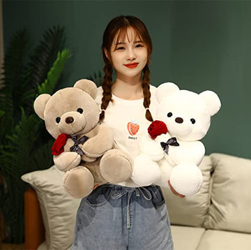 Shafish Cute Plush Rose Bear Stuffed Animal Teddy Bear Plush Toy Gift For Children And Girls (Light Brown, 35Cm/13.7In)