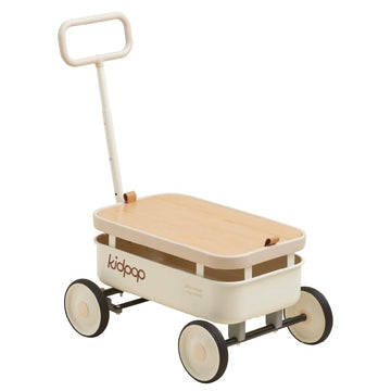 Pula-Wild 3-In-1 Kids' Pull-Along Wagon Toddlers Push Walker For 2.5-8, Removable Wooden Cover And Adjustable Handlebar, Birthda