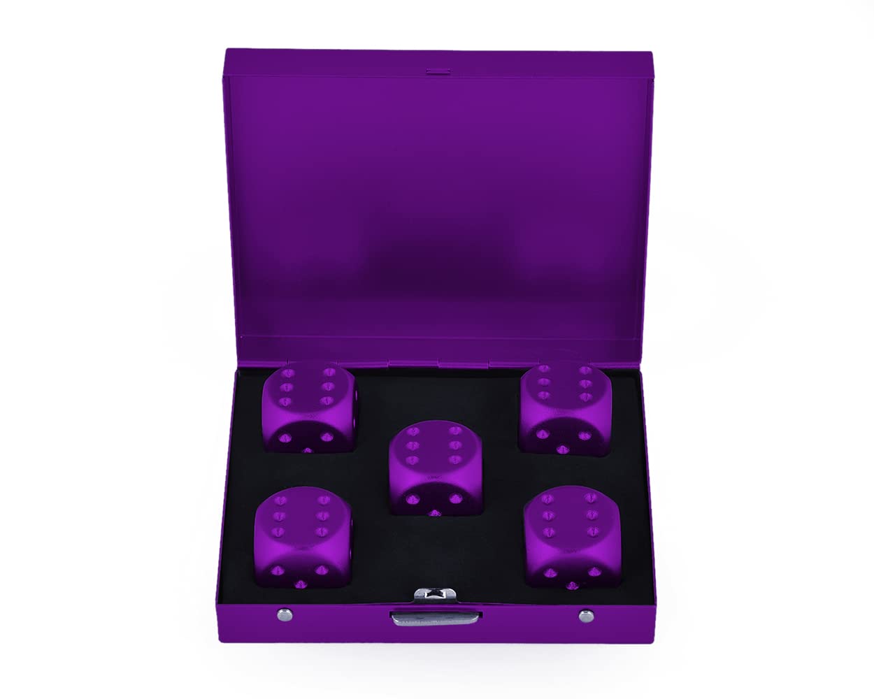DS.DISTINCTIVE STYLE Aluminum Alloy Dice 5 Pieces 16mm Portable Metal Dices with Case 6 Sided Dice forParty Game (Purple Square)