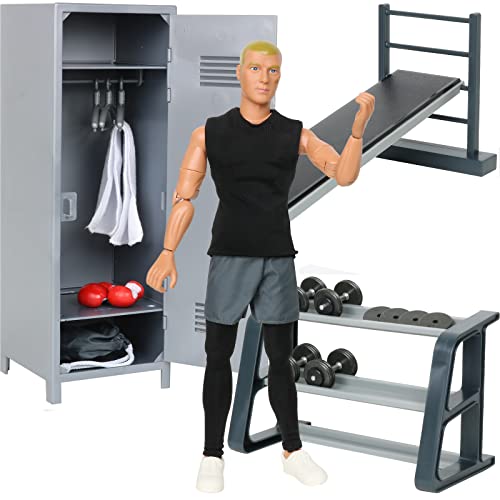 Click N Play Fitness Action Figure Doll Set for Kids with Dumbbells and Boxing Glove Accessories