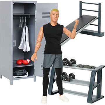 Click N Play Fitness Action Figure Doll Set for Kids with Dumbbells and Boxing Glove Accessories