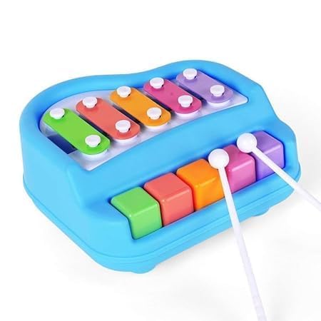 Lastn 2In1 Musical Xylophone & Mini Piano For Kids | 5Tone Musical Instrument With Mallets | NonBattery Fun & Educational Mu