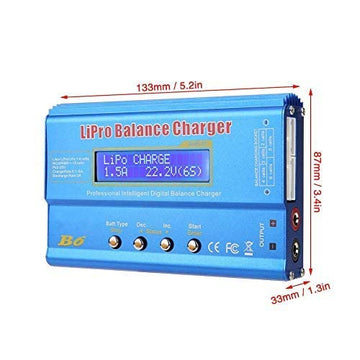 Fafeicy RC Charger, Lipo Balance Charger B6 80W Digital LCD Balance Charger Discharger, RC Balance Charger Fit for LLiPo NiMH RC
