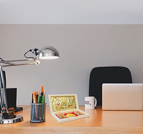 ARNAVIRA Lakshmi Ganpati With Kalash Gold Plated Photo Frame with Charan Paduka Pocket Temple for House Warming Gifts Return Gif