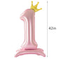 Alainzeo 42 Inch Pink Number Balloons 0-9 With Crown, Helium Aluminum Foil Big Number Balloons For Birthday, Wedding Anniversary