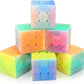 Vdealen 3X3X3 Speed Cube Set, 6 Pack Speed Cube Bulk Magic Cube Set, School Classroom Prize For Students Birthday Party Favors Stocking Stuffers Gifts For Kids Teens Adults(Jelly Stickerless)