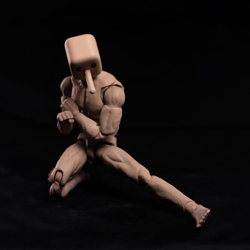 Souforce 1/12 Scale Wide Shoulder Male Action Figure 6In Flexible Notaman Square Head Male Figure Body Doll Miniature Figure Wit