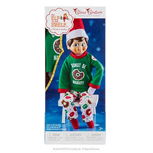 The Elf on the Shelf Donut Be Naughty PJs - Small Green Outfit for Elf Boys/Girls - Claus Couture CC Donut PJ