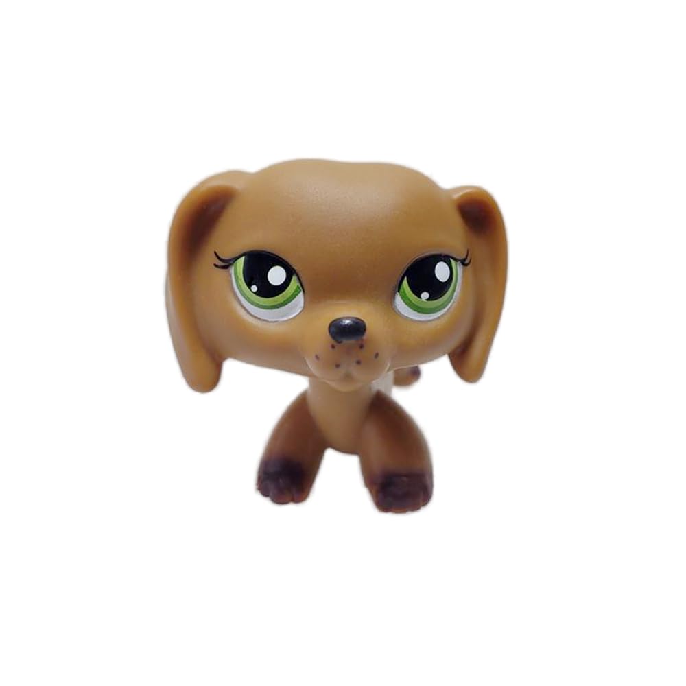 Litaofa Mini Rare Pet #139 Brown Dachshund Dog Green Eyes Freckles Puppy Action Figures Toys