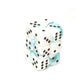 Chessex Dice d6 Sets: Gemini Teal & White with Black - 16mm Six Sided Die (12) Block of Dice