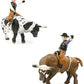 Little Buster Toys Bucking Bull And Rider 2 Pack - Brown Bull W/Rider And Black And White Bull W/Rider