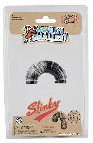 World's Smallest Slinky - Collector Edition Black, Miniature Plastic Walking Spring Toy for Fidgeting, Party Favors, Gifts - Model 5194