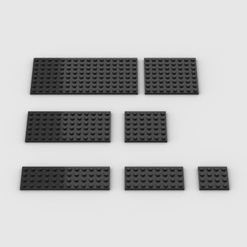 Classic Building Plate Assortment Pack, 50Pcs Black Bulk Plates With 7 Size Building Plate Base Plate, Compatible With Lego Part