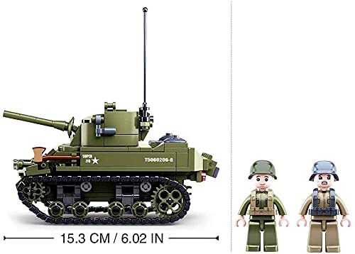 Sluban WWII M38-B0856 Light Tank Model, Medium Size, Plastic, Multi-Color