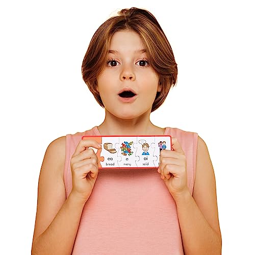 Junior Learning Vowel Puzzles - Match Long & Short Vowels With Similar Sounds, Multicolor