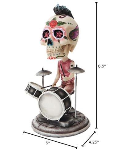 6.5 Inch Day Of Thedead Bobblehead Drummer Painted Figurine