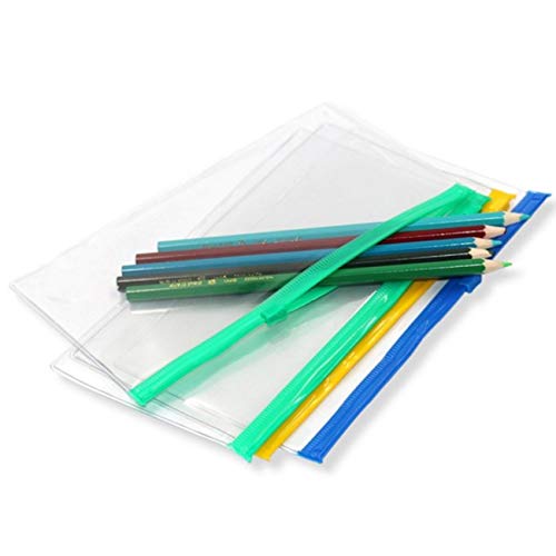 Truvic Pack of 4 Zippy Bags Pencil Pouches for Kids Strong Clear Pencil Case for Kids or Office use Stationary Pouch  Multi Col