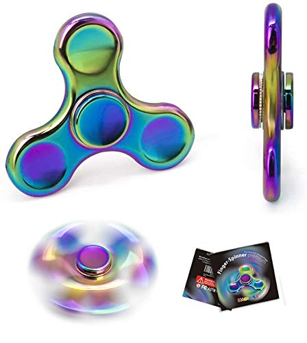 Rainbow Fidget Spinner - Metal Stainless Steel Figit Hand Toy for Kids and mature-themed (Round)