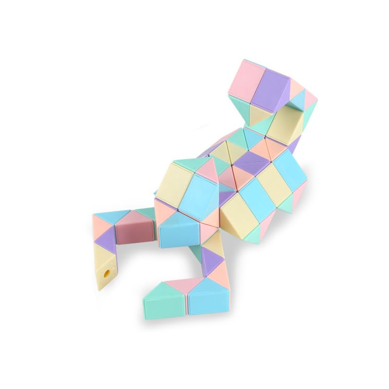 Magic Snake Cube Wist Puzzle Toy, 36 Segments Pastel Colors 3D Brain Teaser For Kids & Adults, Fidget Stress Relief, Educational