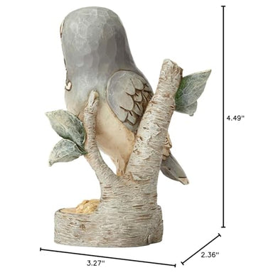 Enesco 4056970 Jim Shore Heartwood Creek White Woodland Owl On Branch Stone Resin Figurine, 4.49', Grey