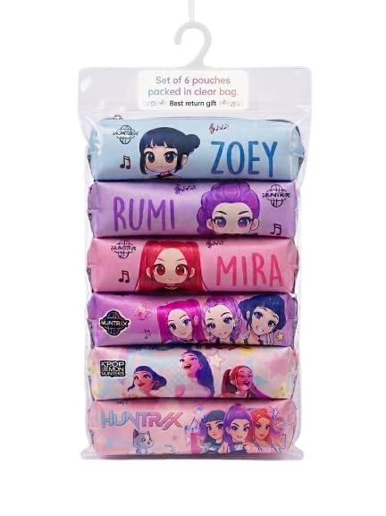 Giggles World Happiness Wrapped In Cuteness Cute Cartoon Printed Pencil Pouch For Kids | Large Capacity Zipper Stationery Organi
