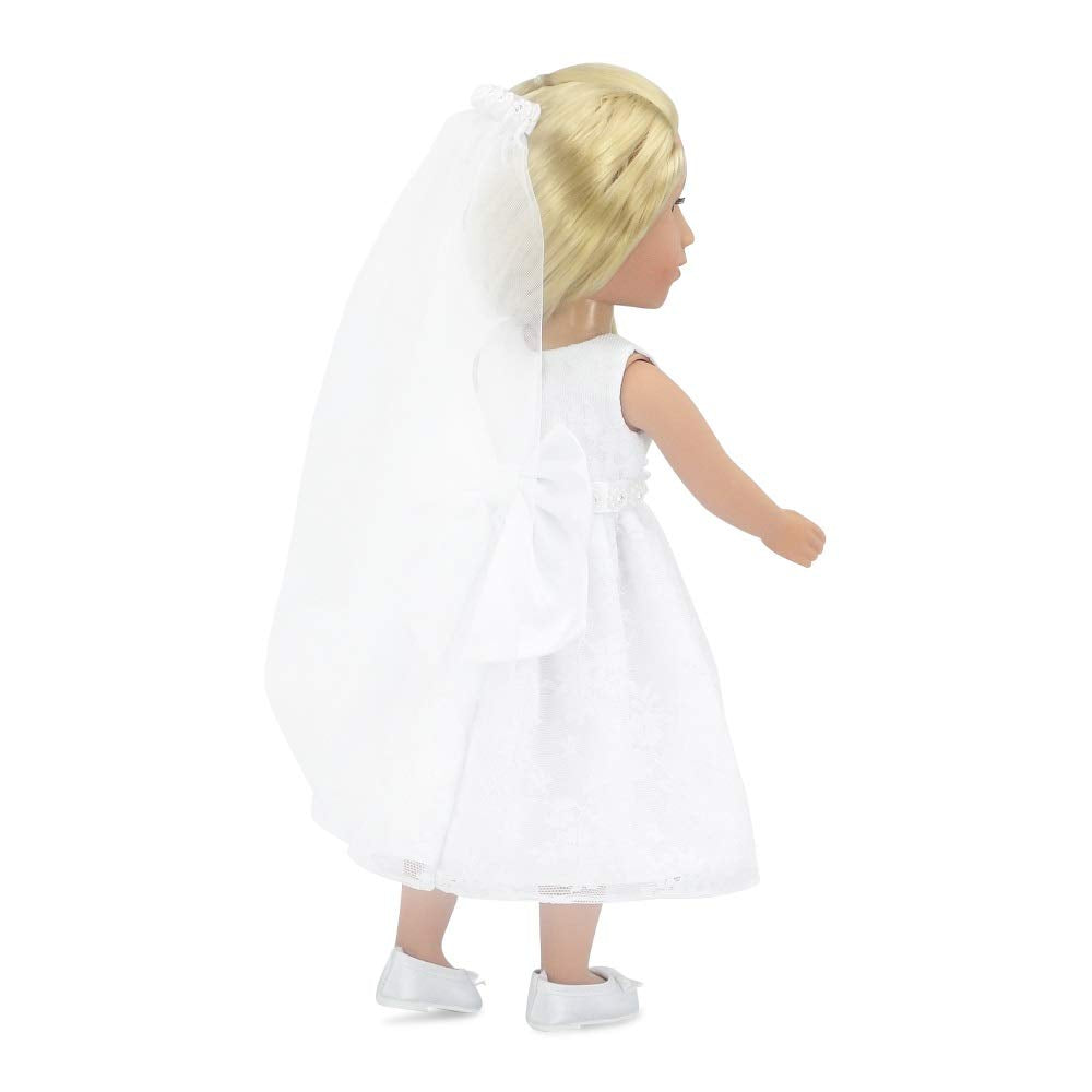 Emily Rose 14 Inch Doll Clothes Beautiful 3 Piece Bridal Communion Dress Outfit , Including Veil and Satiny Shoes!  Fits Most 14