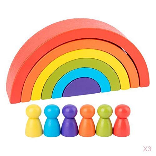 Jazzy Pearls Rainbow Building Blocks For Kids Nesting Puzzle Educational Toy Gifts 3 Set|18 Pieces Rainbow Building Blocks18 Pie
