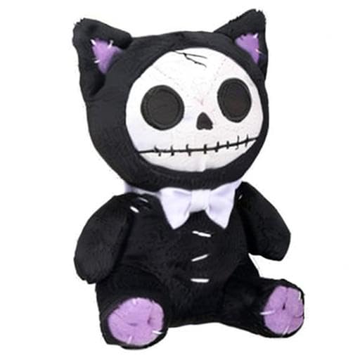Summit Collection Furrybones Black Cat Mao Mao Wearing White Bow Tie Small Plush Doll