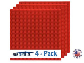 Slabdreamlab 12'X12' Baseplate For All Major Building Bricks And Blocks (Flame Red, 4-Pack)