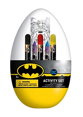 Innovative Designs DC Batman Activity Egg Craft Kit | Coloring Pages | Stickers | Markers | Crayons,Yellow