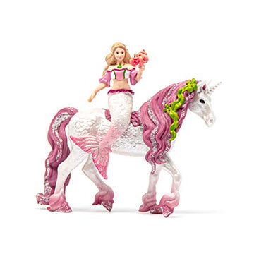 Schleich Bayala Mermaid Feya Riding Underwater Unicorn, 3-Piece Playset - Glittery Undersea Princess Doll And Unicorn Poseable Figurines With Accessories For Girls And Boys, Gift For Kids Ages 5+