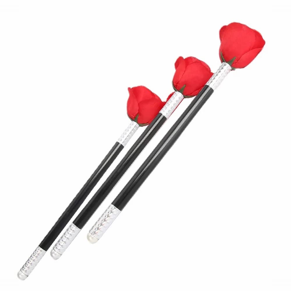 Zqion Stick To Rose Magic Tricks Magic Flowers Magic Cane Close Up Street Stage Magic Gimmicks Magician Accessories,3Pcs/Set