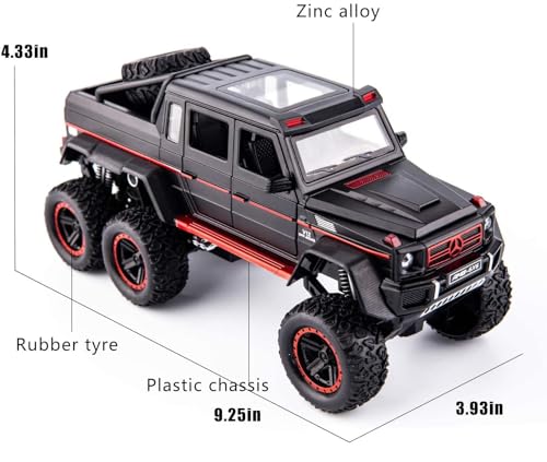 Adlon Car 6 Wheel Drive Metal Car Pull Back with Open Doors, Engine Cover, Tail with Front and Rear Light & Music Great Gift for