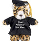 Plushland Plush Stuffed Animal Toys 12 Inches Present Gifts for Graduation Day  Personalized Text  Name or Your School Logo on Gown  Best for Any Grad School Kids (Graduation Leopard Black Gown)