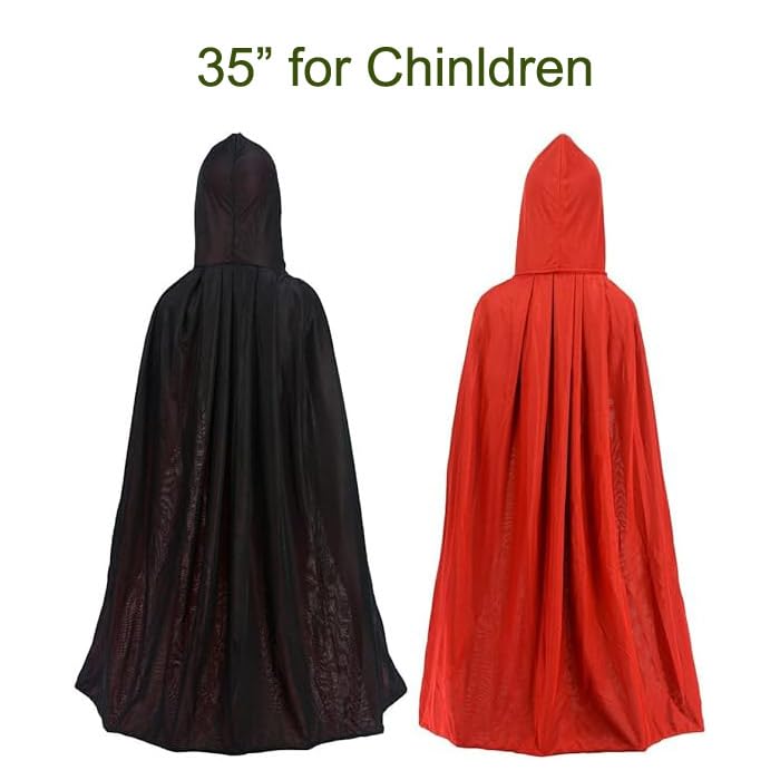 Gardeningwill Double Face 35' Red Black Hooded Cloak Goth Vampire Priate Cape Kids Children Costume