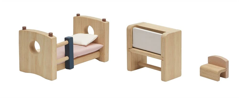 Plantoys Neo Line Of Wooden Dollhouse Furniture - Children'S Room (7304) | Sustainably Made From Rubberwood And Non-Toxic Paints