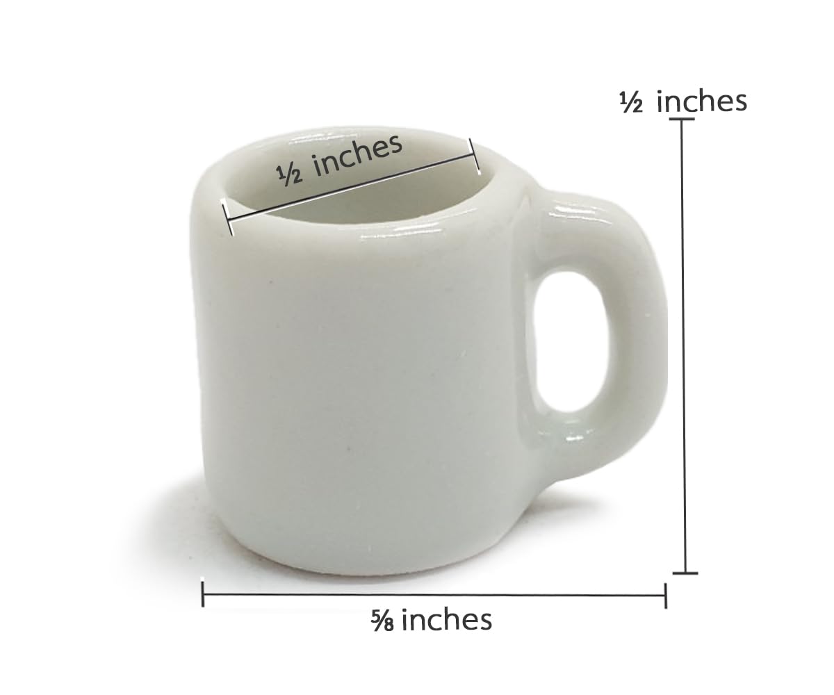 ChangThai Design  White Cup 10 Pieces Tiny Tableware - Miniature Cup Mug Plate Bowl Tableware Crockery Cutlery Kitchen Utensils