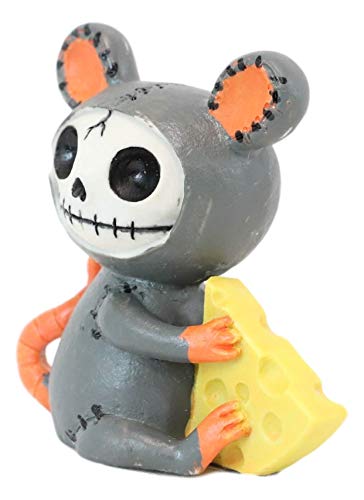 Ebros Gift Small Furry Bones Muenster Mouse Rat Mice With Giant Cheese Skeleton Monster Figurine 3' Tall Collectible Furrybones Skulls Skeletons In Halloween Costume Miniature Macabre Ossuary Statue