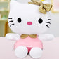 Hello Kitty In Pink Outfit And Golden Bow