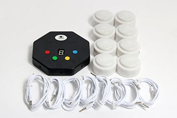 Trebisky Buzzer For Game Show, Educational And Classroom Quiz, Family Games Night, Jeopardy Trivia, Set Of 8 Led Light Answer Buzzers, System W/ 3Ft Cables(System 2Nd Gen)