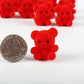 Factory Direct Craft Package Of 24 Sitting Flocked Red Miniature Teddy Bears - Tiny Bear Shaped Figurines (Size: 1 Inch)
