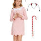 Christmas Dress Girls Pink Costume Vintage Old Fashioned Gown Dress with Headband (11-12 Years)