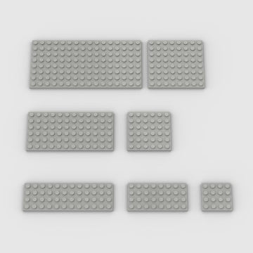 Classic Building Plate Assortment Pack, 50Pcs Light Gray Bulk Plates With 7 Size Building Plate Base Plate, Compatible With Lego