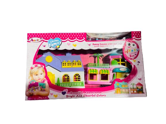 MKY Loving Family Funny House Set for Girls, Doll House Pretend Play Toy House, Plastic (Pack of 1 Set)