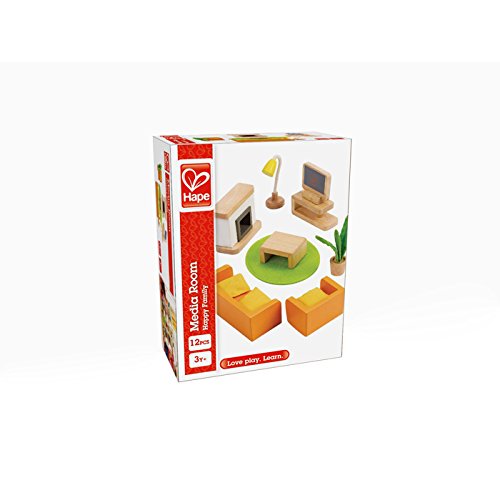 Hape Wooden Doll House Furniture Media Room Set