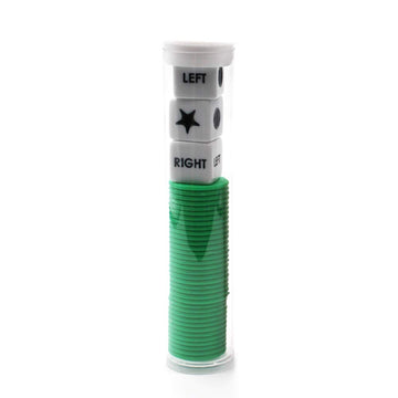 Spidfee Rigth Left Center Dice Game Set With 3 Dices + 36 Chips, Green Chips
