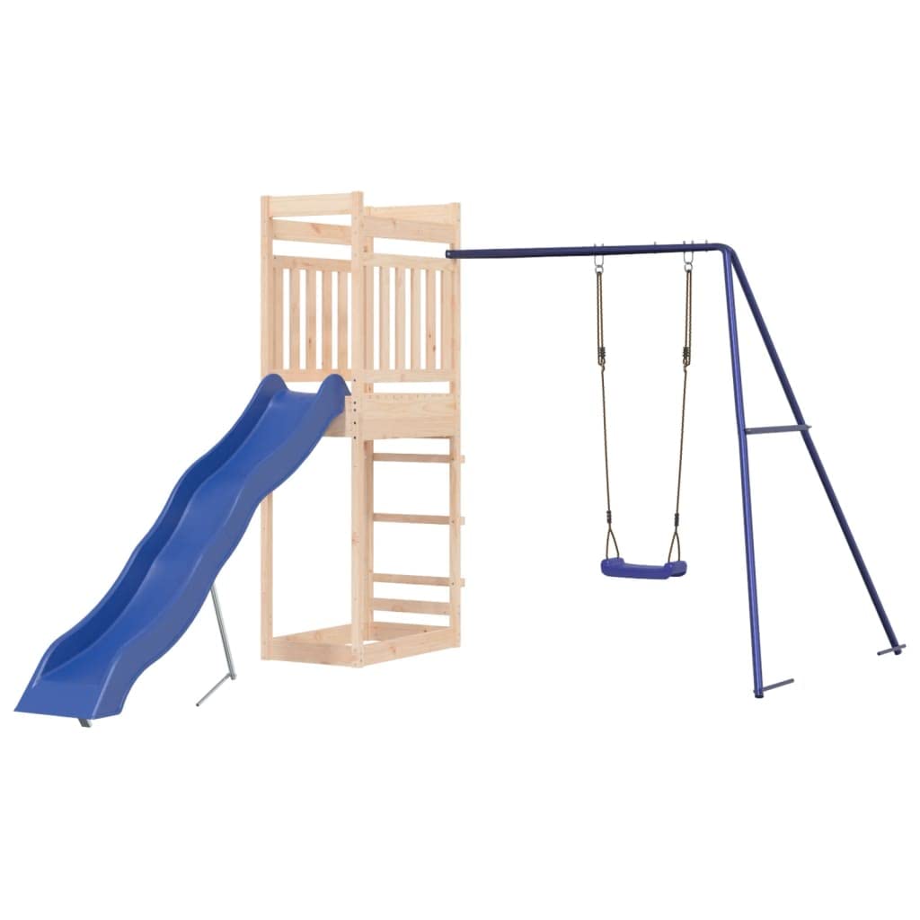 vidaXL Outdoor Kids Playset - Solid Pinewood Play Equipment with Swing Set, Wave Slide and Sandpit, Exciting Backyard Playground