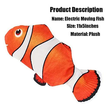 QIAONIUNIU Electric Moving Fish Plush Toy - 5 Inch, Multicolored, Cotton, Clown Model