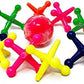 JA-RU Rainbow Big Jacks Game Set - Large Multicolor Rubber Jax & Hi Bounce Ball - Retro Party Favors, Stocking Stuffer, Classic Toy